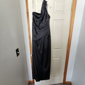 David's Bridal Black One-Shoulder Bridesmaid Dress